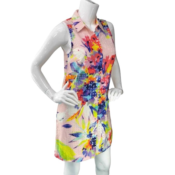 Trina Turk NWT Floral Print Eyelet Dress Womens Size 12 brand new - Picture 13 of 14